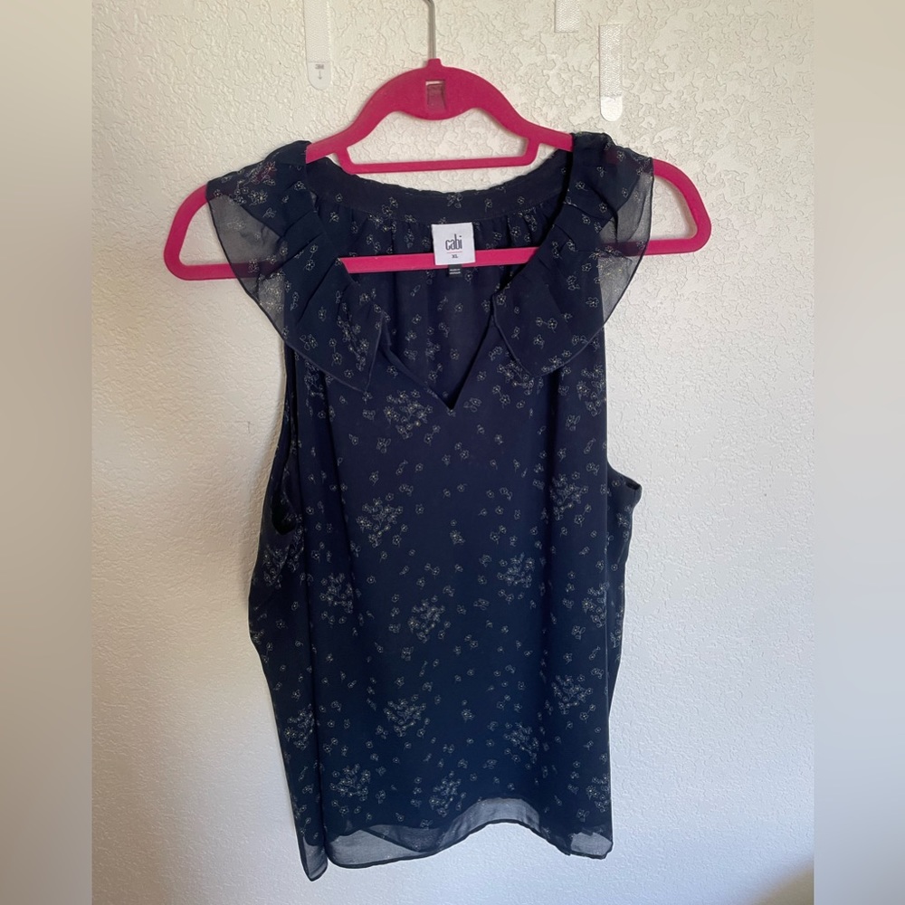 Cabi Navy Blue small floral tank